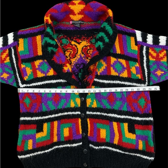 VTG 90s I.B. Diffusion Colorblock Cardigan Grandpa Sweater Small - Picture 2 of 6